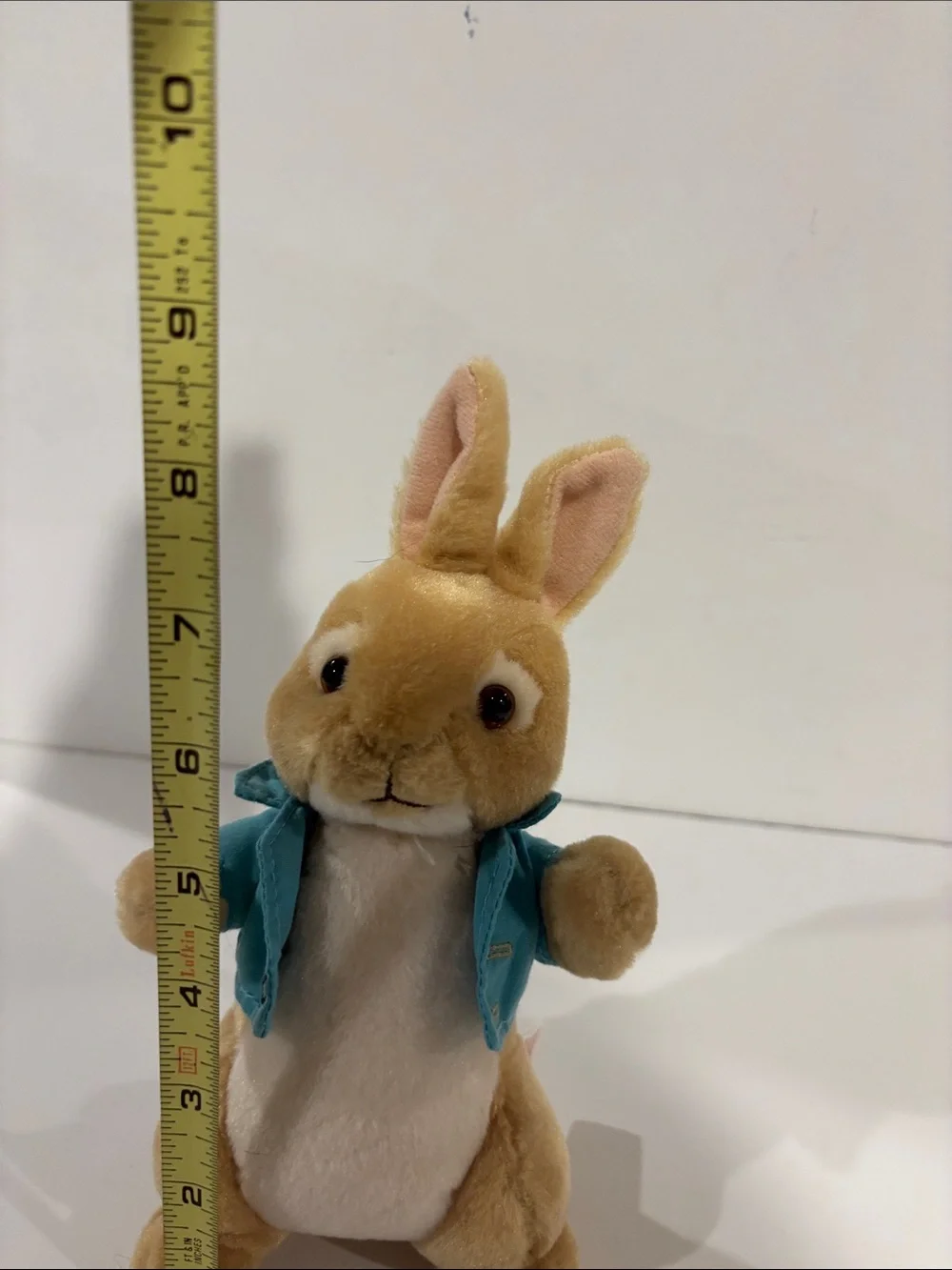 Peter Rabbit Cottontail Bunny Stuffed Animal in Tan and Cream with Teal Jacket
